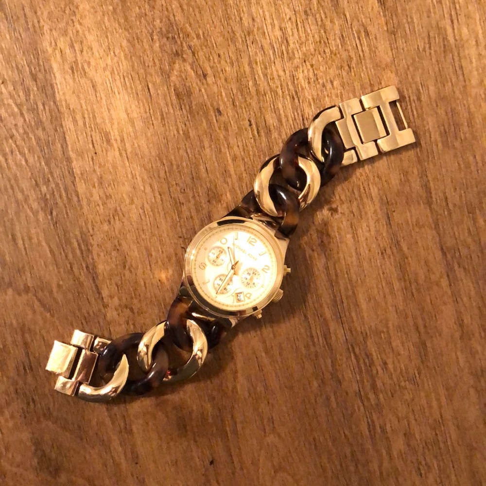Michael Kors tortoise and gold watch